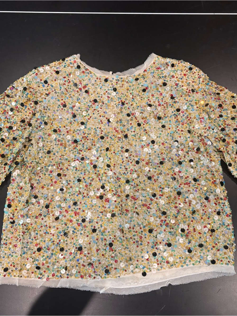HUNTER BELL Cream Sequin Shimmer Top